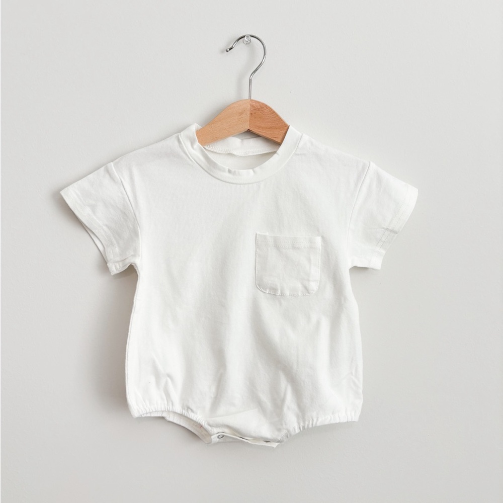 White Cotton Bodysuit w/Pocket Size 6-12M